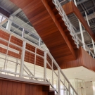 View from first floor to third floor. Staircase and catwalks